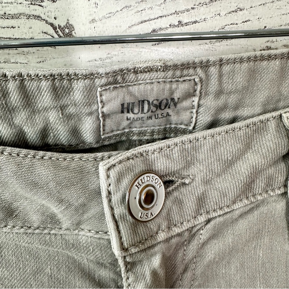 HUDSON Ferris Flare Low Rise Linen Lightweight Pants 29 in Oyster - Picture 3 of 10